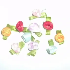 Roses en satin couleurs diverses lot de 10